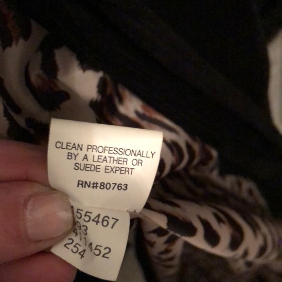 moda international coat black leather faux fur s - Picture 8 of 8